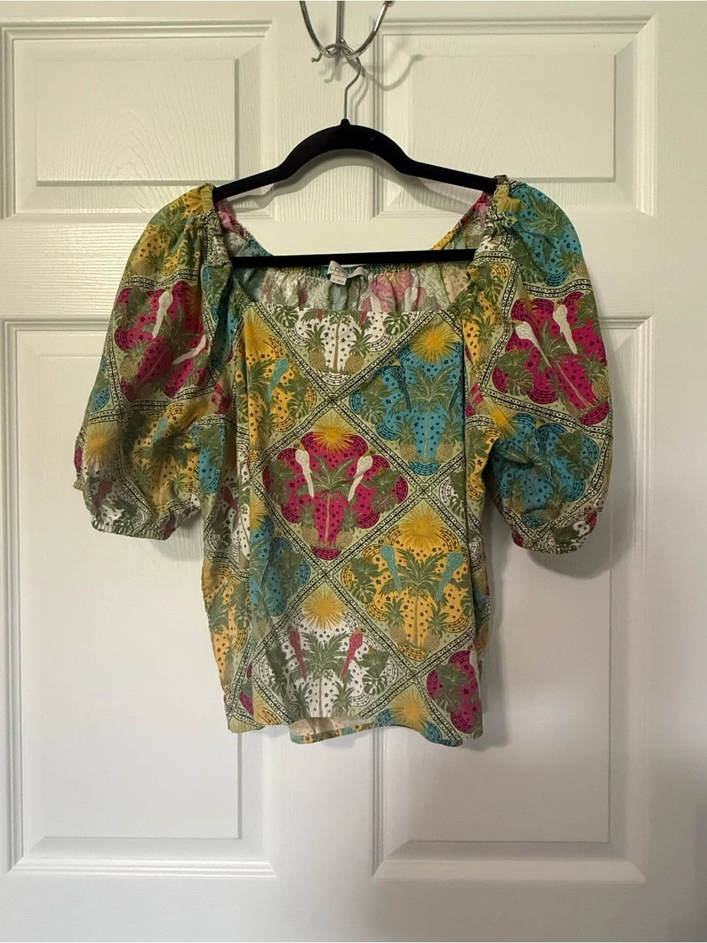 LOFT Multi-Color Floral Square-Neck Blouse